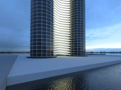 Futuristic  building   Low-poly 3D model