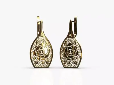 Floral earrings 3D print model