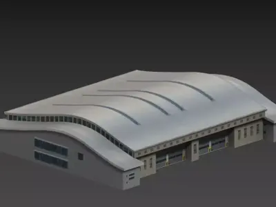 Warehouse Low-poly 3D model 2