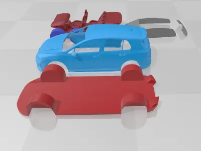 Volkswagen Golf R 2025 - Separate Parts STL Model 3D print model