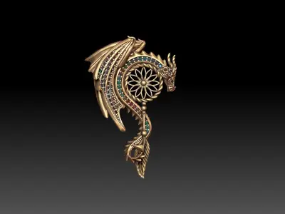 dragon for pendant or earing 3D print model