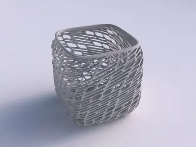 Vase quadratic stumpy with twisted lattice tiles 3D print model