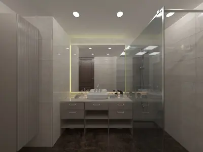 Luxury Bathroom Model - Modern Bathroom Design -  Low-poly 3D model