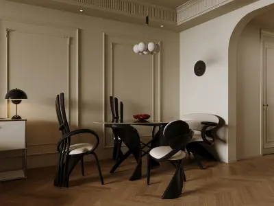 luxury living room dining room interior scenes 42 3D model purchase