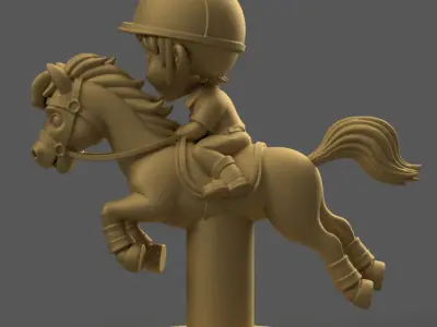 Fun 3D Pony Model for Kids  Perfect Desk Decor with base 3D print model