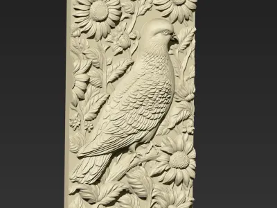 Pigeon and Sunflowers A58 3D print model