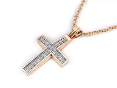 AV 727 Diamond Ladies Cross Pendant 3D print model