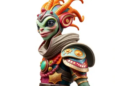 Fantasy Alien Warrior Model Pack Low-poly 3D model