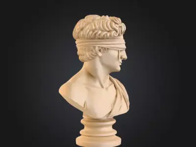 Blindfolded Marble Bust Low-poly 3D model