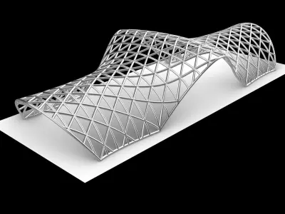Pavilion Triangulated Wireframe Architecture Parametric v3 3D model