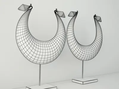 Tribal Metal Necklaces on Stand 3D model