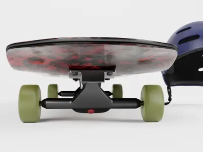 SKATEBOARD AND HELMENT 3D model