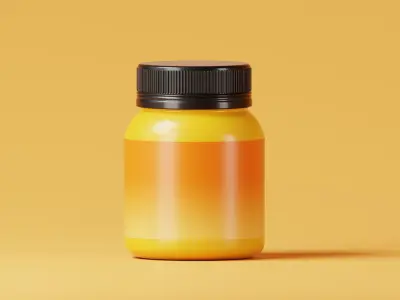 Orange Medicine Bottles With Black Caps 3D Model Low-poly 3D model
