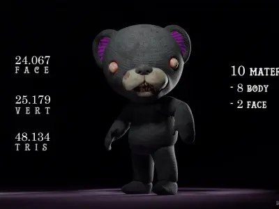 Scary bear toy Low-poly 3D model