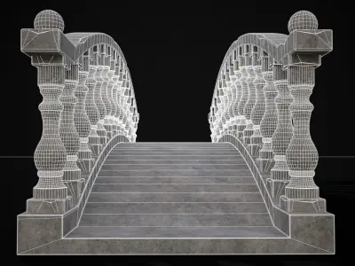 Stone Curved Bridge Low-poly 3D model