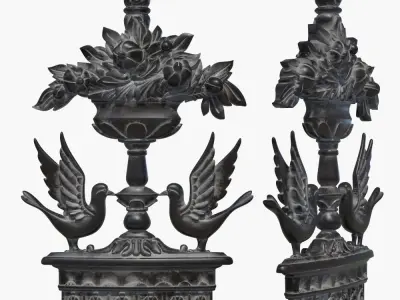 Baluster pair of ornate candlesticks 3D print model