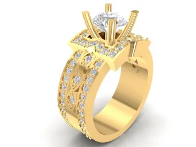 Luxury Multi Row Diamond Engagement Ring for Women 861 3D print model