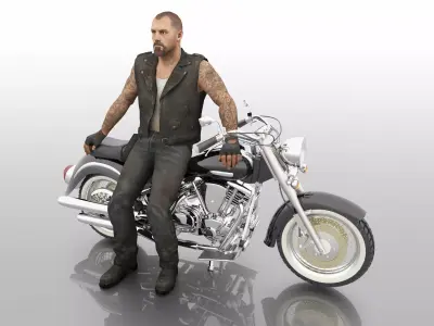 Chopper Biker 4K 3D model