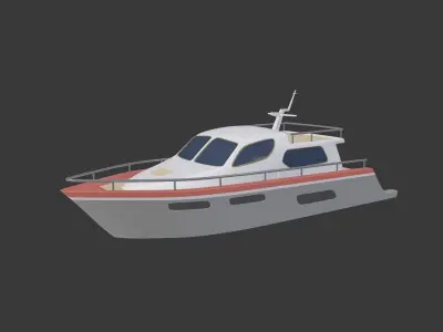 Cartoon Yacht - Boat Low-poly 3D model