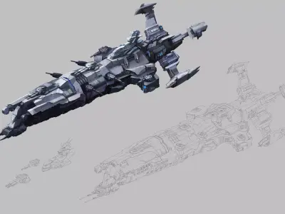Battleship - medium ship 01 3D model