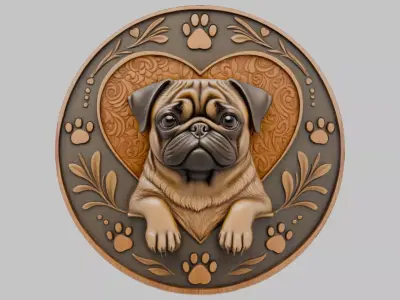 Dog Banner Embelm Low-poly 3D model