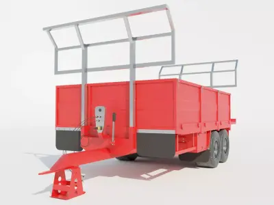 Agricultural Trailer Low-poly 3D model