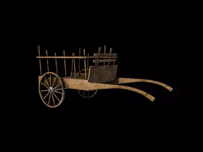 Old wooden cart  3D model