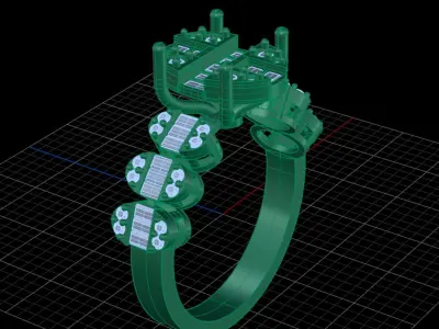 Luxury Oval Diamond Cluster Ring   3D print model