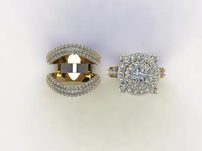 R15 2 in 1 ring jewelry cad file in thailand 3D model