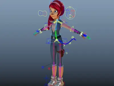 Cartoon Girl Feline Low-poly 3D model