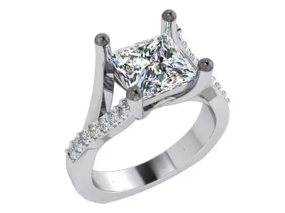 Princess Split  Shank Ring 3625 3D print model