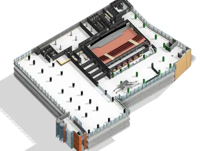 Cinemas Complex Low-poly 3D model