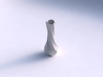 Vase twisted larger opening hexagon with wavy grid plates 3D print model