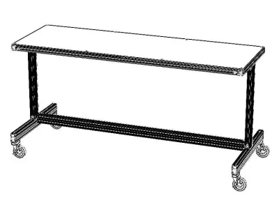 Aluminum Fixed Top Mobile Table 3D model