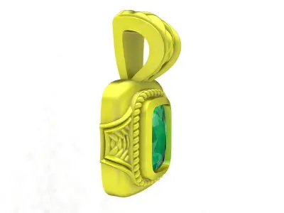 Luxury Rectangular Ruby Pendant for Men  5040 3D print model