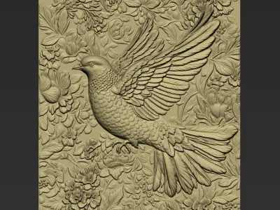Pigeon with Flowers Background A44 3D print model