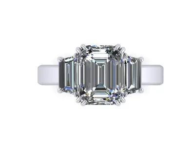 Three Stone Engagement Wedding Ring 3D print model