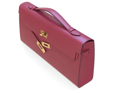 Hermes Kelly Cut Clutch Red Leather Low-poly 3D model