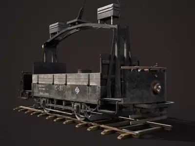 Old Tram Repair Low-poly 3D model