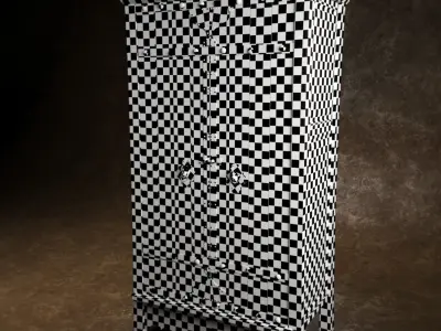 The closet checkered armoire Low-poly 3D model