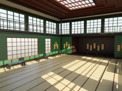Japanese Dojo Low-poly 3D model