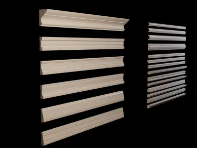 Moldings Collection 3 - 20 classical moldings profiles Low-poly 3D model