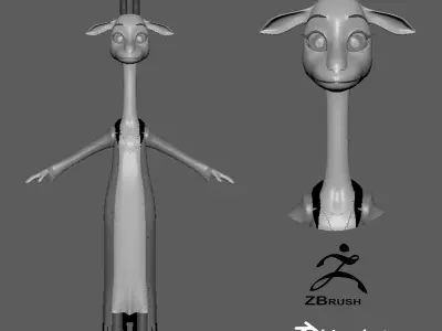  Cartoon Giraffe - base mesh Low-poly 3D model