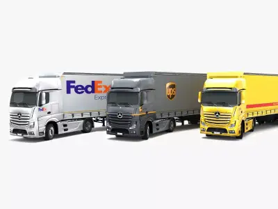 Mercedes Benz Actros DHL UPS FedEx Low-poly 3D model