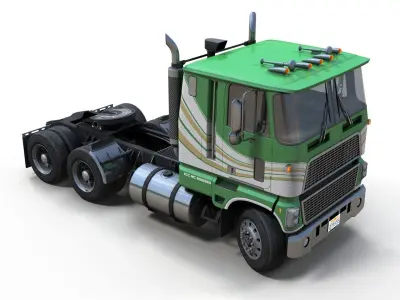 American generic cabover semitruck Low-poly 3D model