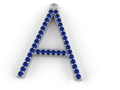 Letter A Diamond Pendant Gold Silver Platinum Luxury  3D print model