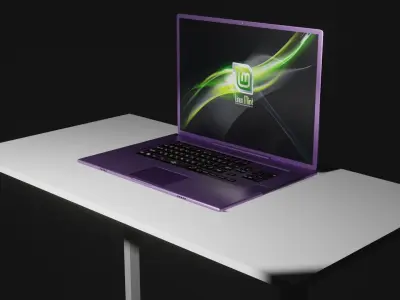 Laptop 3d model on table Free 3D model