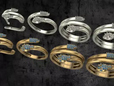 Snake rings and earring 3D print model