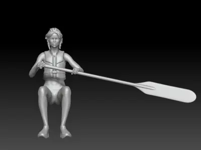 canoe girl 1 3D print model