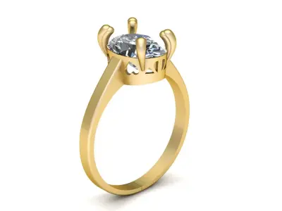 FANCY  SINGLE DIAMOND  RING 3D PRINTABLE MODEL  3D print model